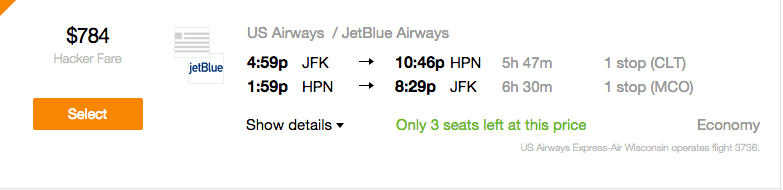 Fare-JFK-HPN